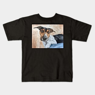 ‘My Comforter’ poem and Jack Russell painting. Kids T-Shirt